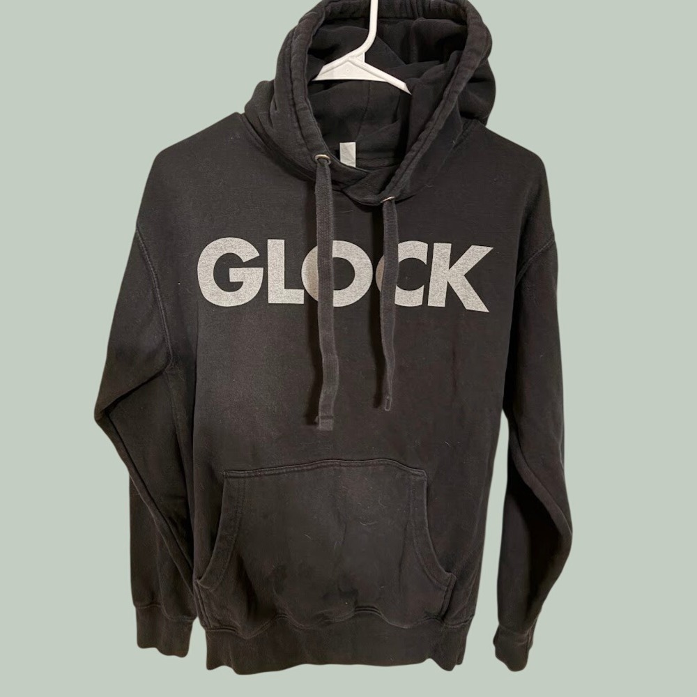 Glock Hoodie Mens Small Black Cotton Heritage Graphic Logo Pullover Sweatshirt